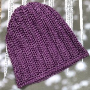Light purple winter beanie hat adult or teen New hand crochet by me